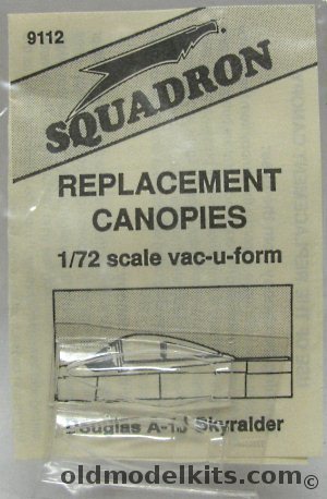 Squadron 1/72 (2) Douglas A-1J Skyraider Replacement Canopies, 9112 plastic model kit